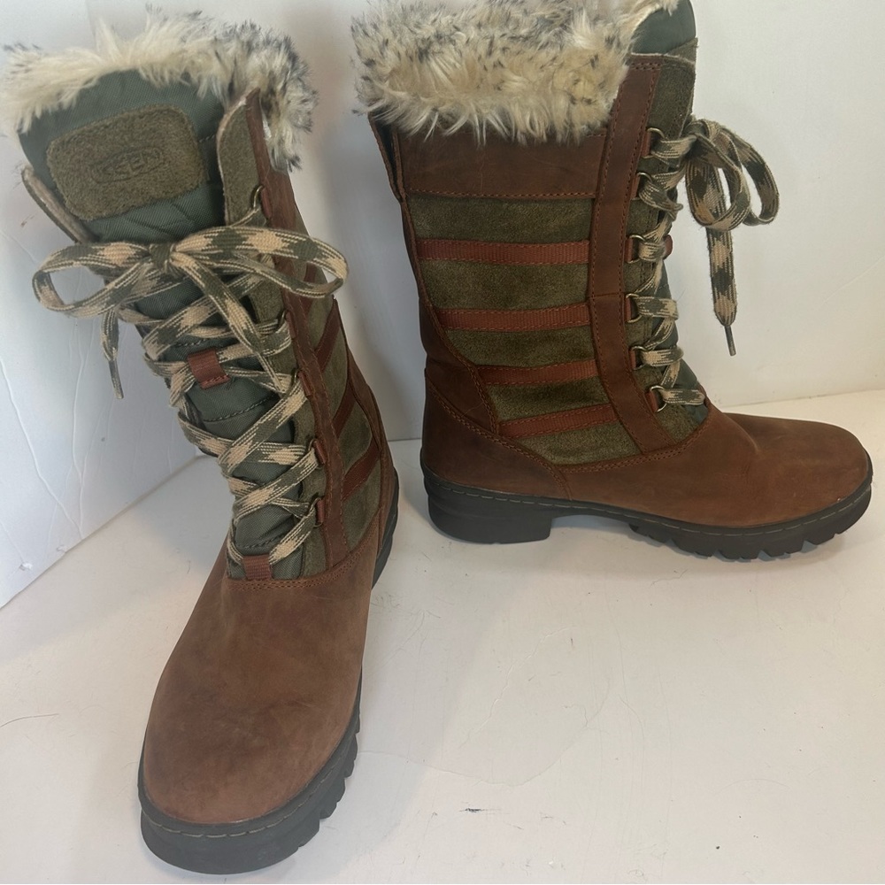 KEEN WapatoTall Waterproof Lace up insulated Brown Suede Boots Women Sz.8.5 NWOT - Picture 3 of 10
